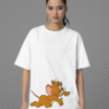 mockup of a woman wearing an oversized t shirt from blinkstore in a studio m37649 1
