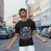 gildan round neck tee mockup of a happy man enjoying the city m39290