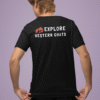 back view bella canvas tee mockup of a man posing in a studio m32746