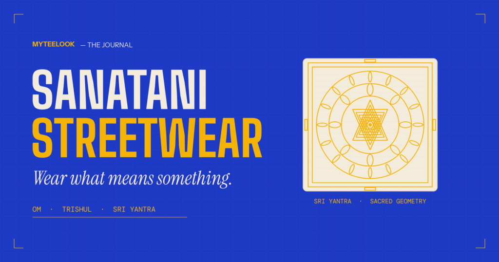 sanatani streetwear tee with a Sri Yantra sacred-geometry print.